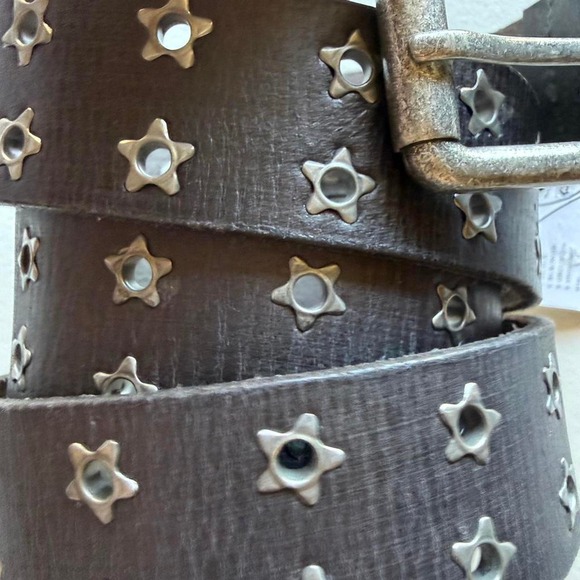 Free People Virgo Star Grommet Leather Belt Black NWT Size M/L Western Boho main image 7